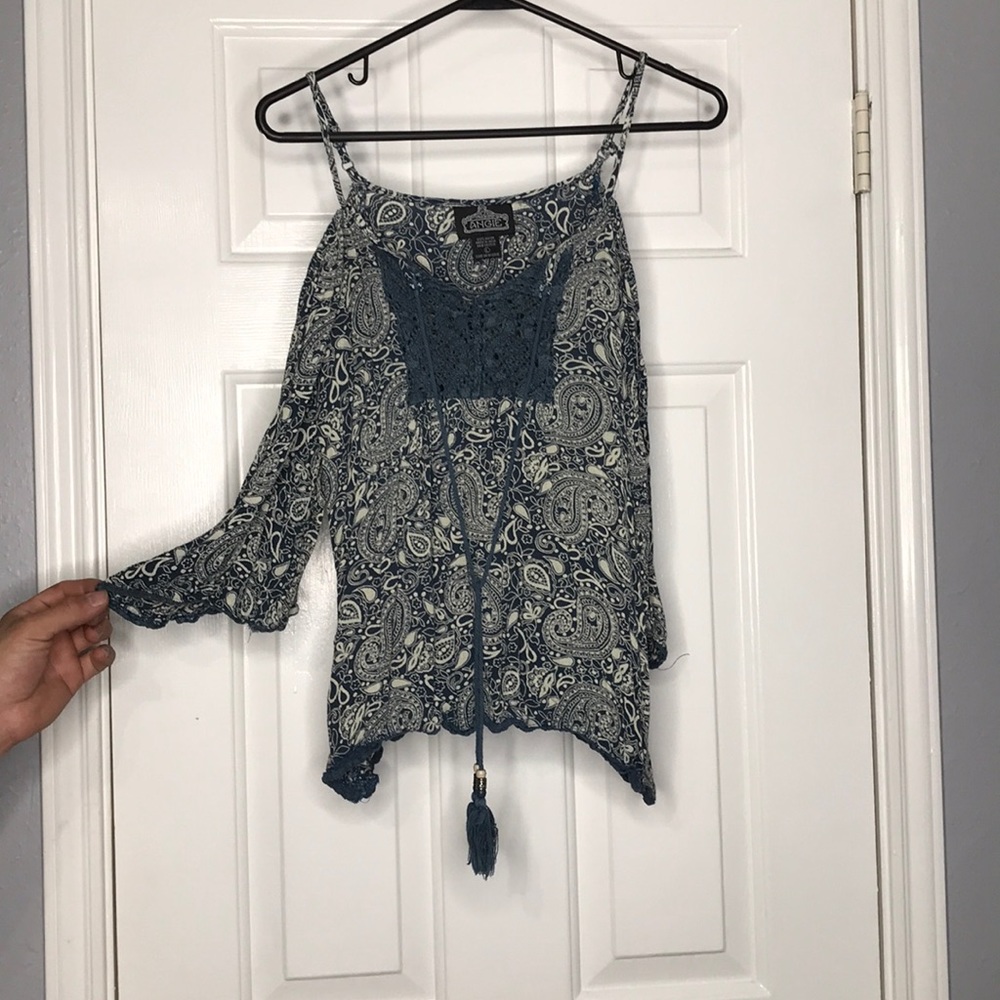 Navy blue and beige shirt